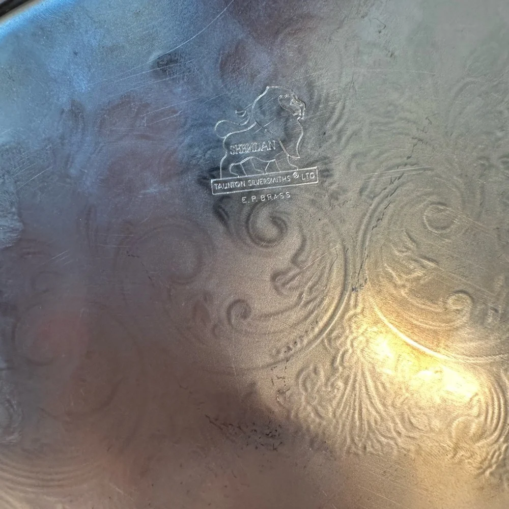 Silver platter hand painted to a French country tray.
